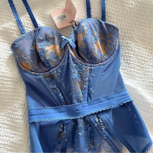 NWT Agent Provocateur Florella Corset Bodysuit Cornflower 32D - Picture 11 of 12